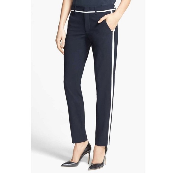 Vince Pants - Vince Wool Nautical Strapping Tuxedo‎ Navy Blue Pants.